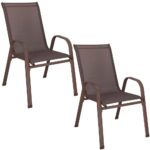 Set 2 scaune gradina, cadru metalic, textilene, maxim 120 kg, 92x53x72 cm, maro