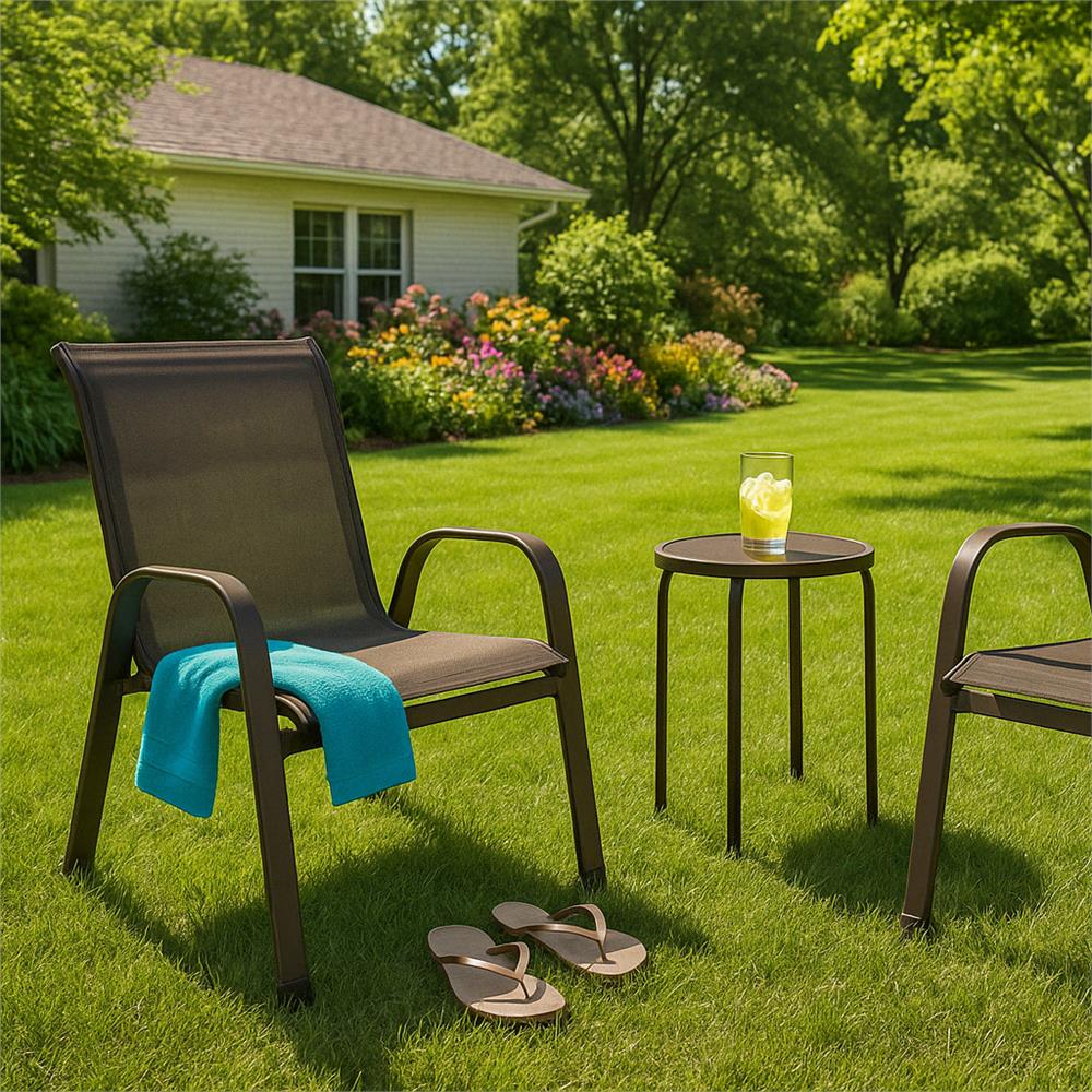 Set 2 scaune gradina, cadru metalic, textilene, maxim 120 kg, 92x53x72 cm, maro - Image 10