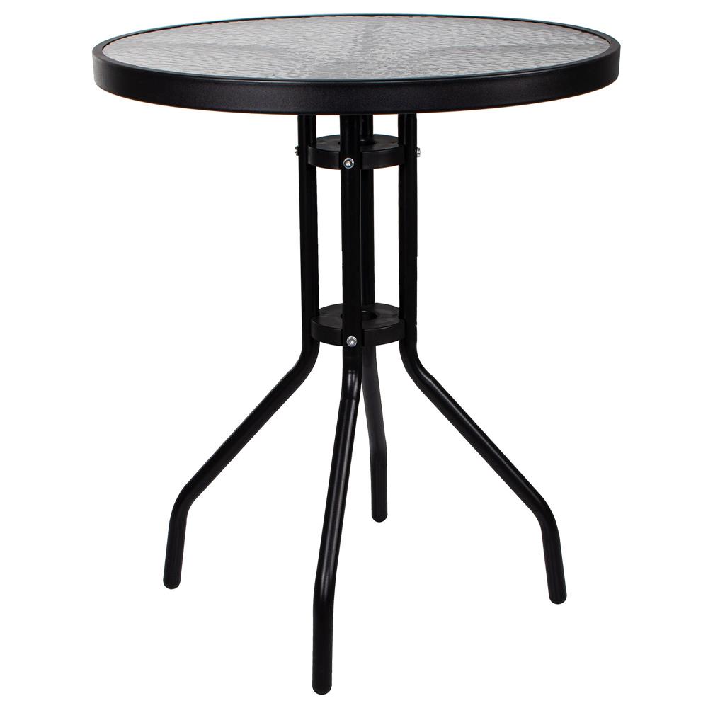 Set mobilier gradina, 2 scaune si masa rotunda, blat sticla, cadru metalic, 60x70 cm, negru - Image 12