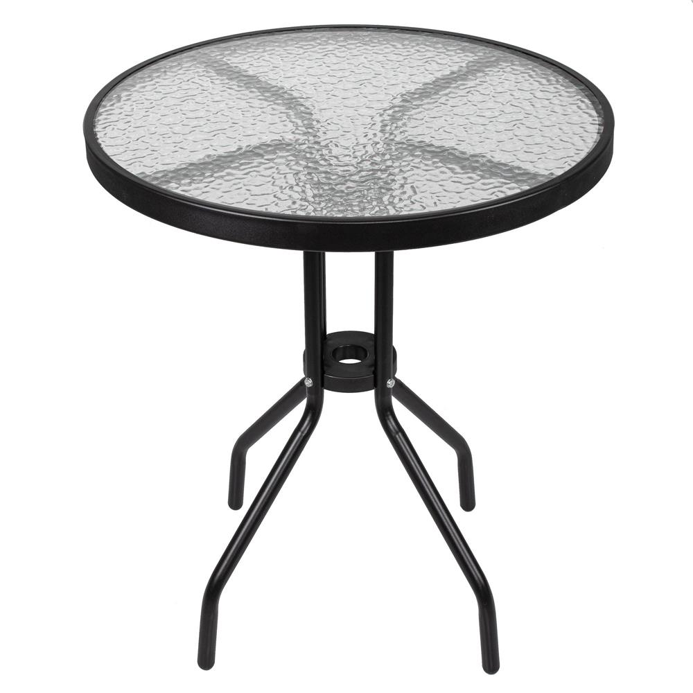 Set mobilier gradina, 2 scaune si masa rotunda, blat sticla, cadru metalic, 60x70 cm, negru - Image 13