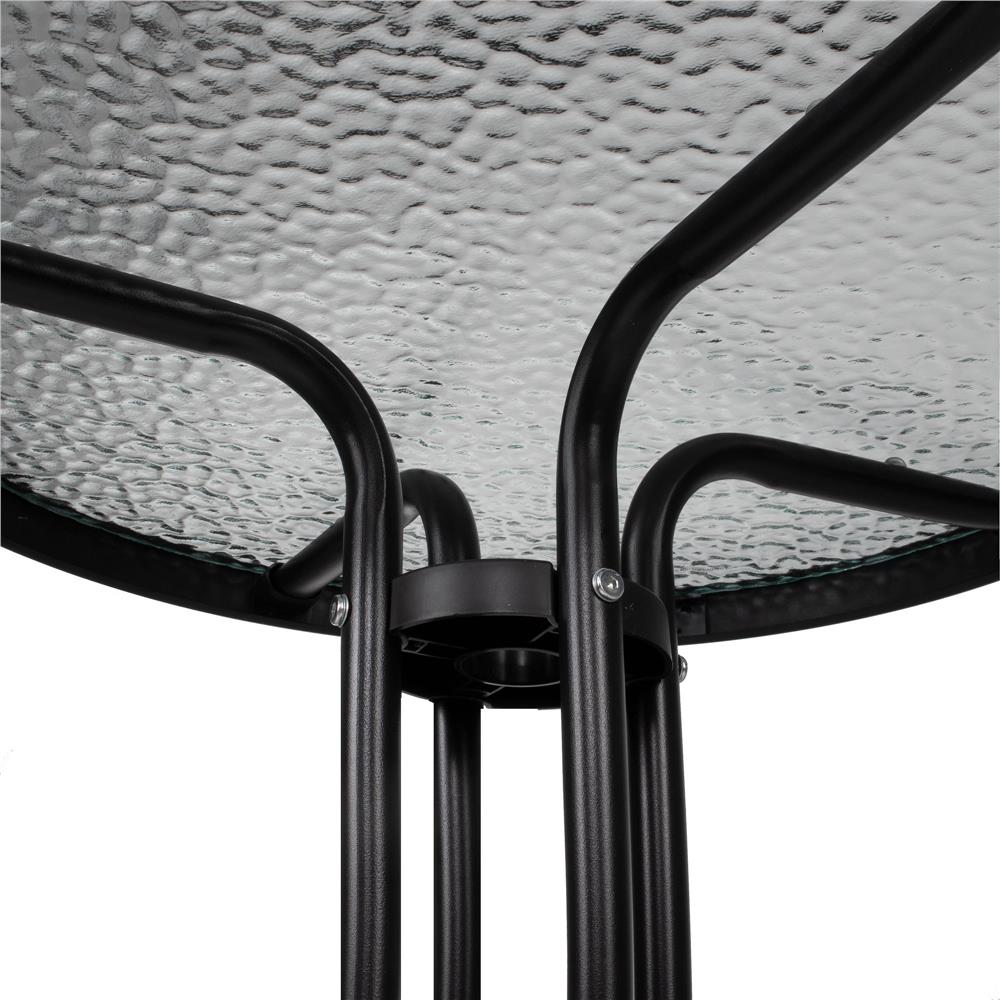 Set mobilier gradina, 2 scaune si masa rotunda, blat sticla, cadru metalic, 60x70 cm, negru - Image 14