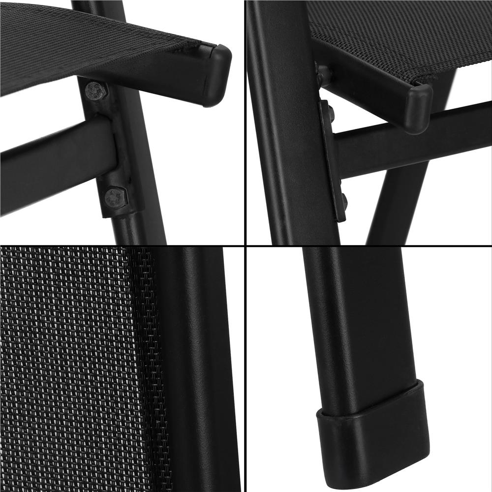 Set mobilier gradina, 2 scaune si masa rotunda, blat sticla, cadru metalic, 60x70 cm, negru - Image 8
