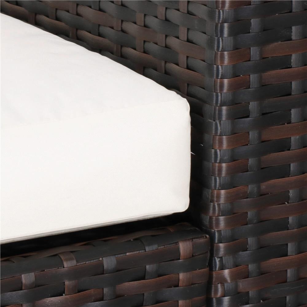 Set mobilier gradina 6 piese din technorattan cu masa si perne, instalare modulara configurabila, maro si crem - Image 14