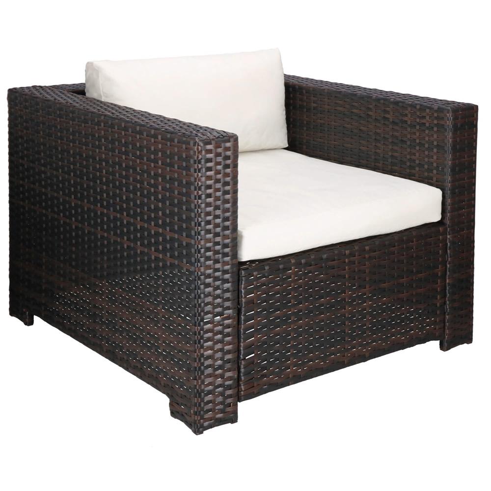 Set mobilier gradina 6 piese din technorattan cu masa si perne, instalare modulara configurabila, maro si crem - Image 21