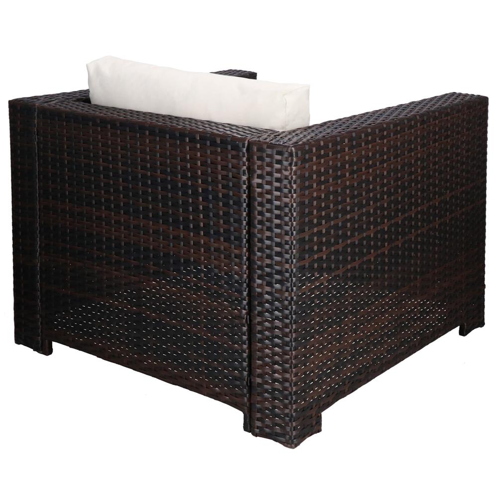 Set mobilier gradina 6 piese din technorattan cu masa si perne, instalare modulara configurabila, maro si crem - Image 22
