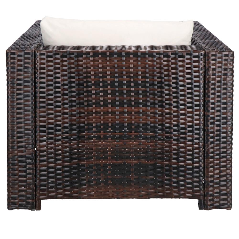 Set mobilier gradina 6 piese din technorattan cu masa si perne, instalare modulara configurabila, maro si crem - Image 23