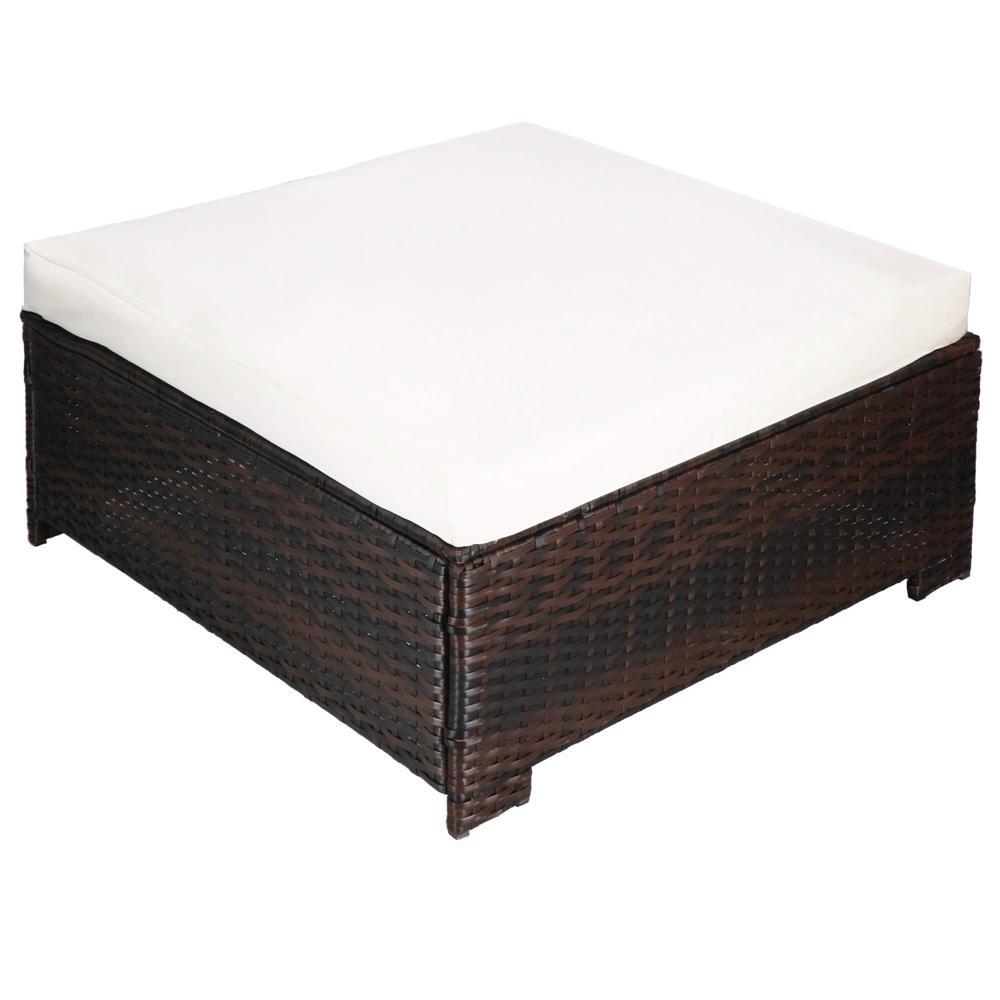 Set mobilier gradina 6 piese din technorattan cu masa si perne, instalare modulara configurabila, maro si crem - Image 24