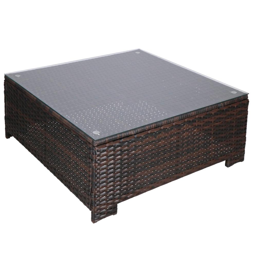 Set mobilier gradina 6 piese din technorattan cu masa si perne, instalare modulara configurabila, maro si crem - Image 25