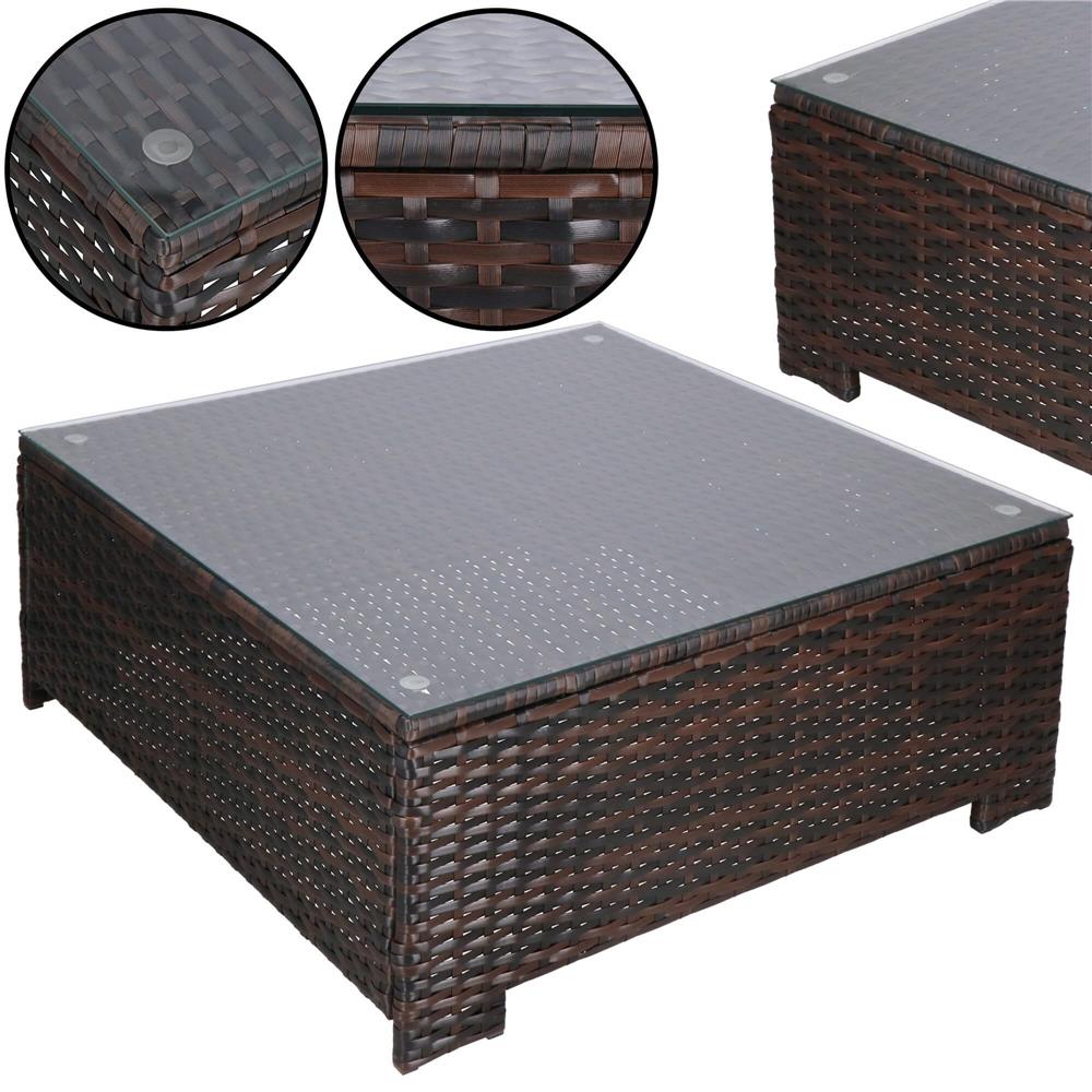 Set mobilier gradina 6 piese din technorattan cu masa si perne, instalare modulara configurabila, maro si crem - Image 7