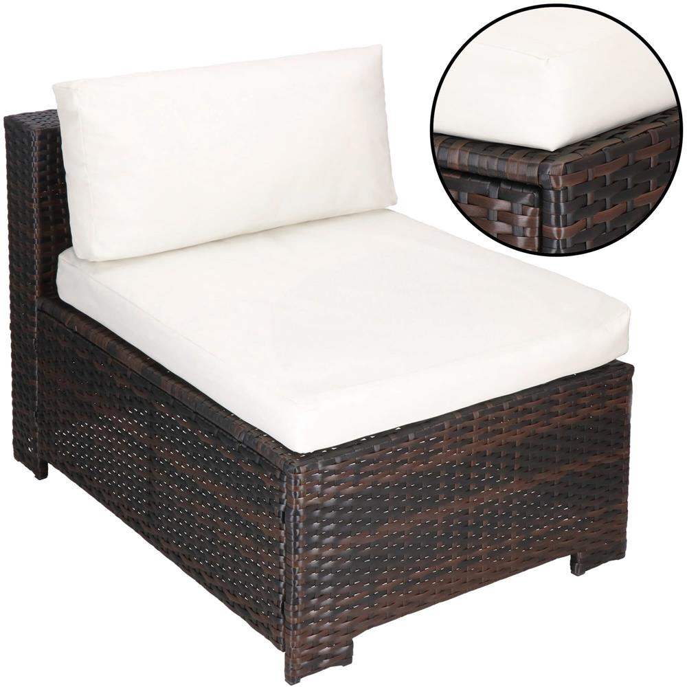 Set mobilier gradina 6 piese din technorattan cu masa si perne, instalare modulara configurabila, maro si crem - Image 8