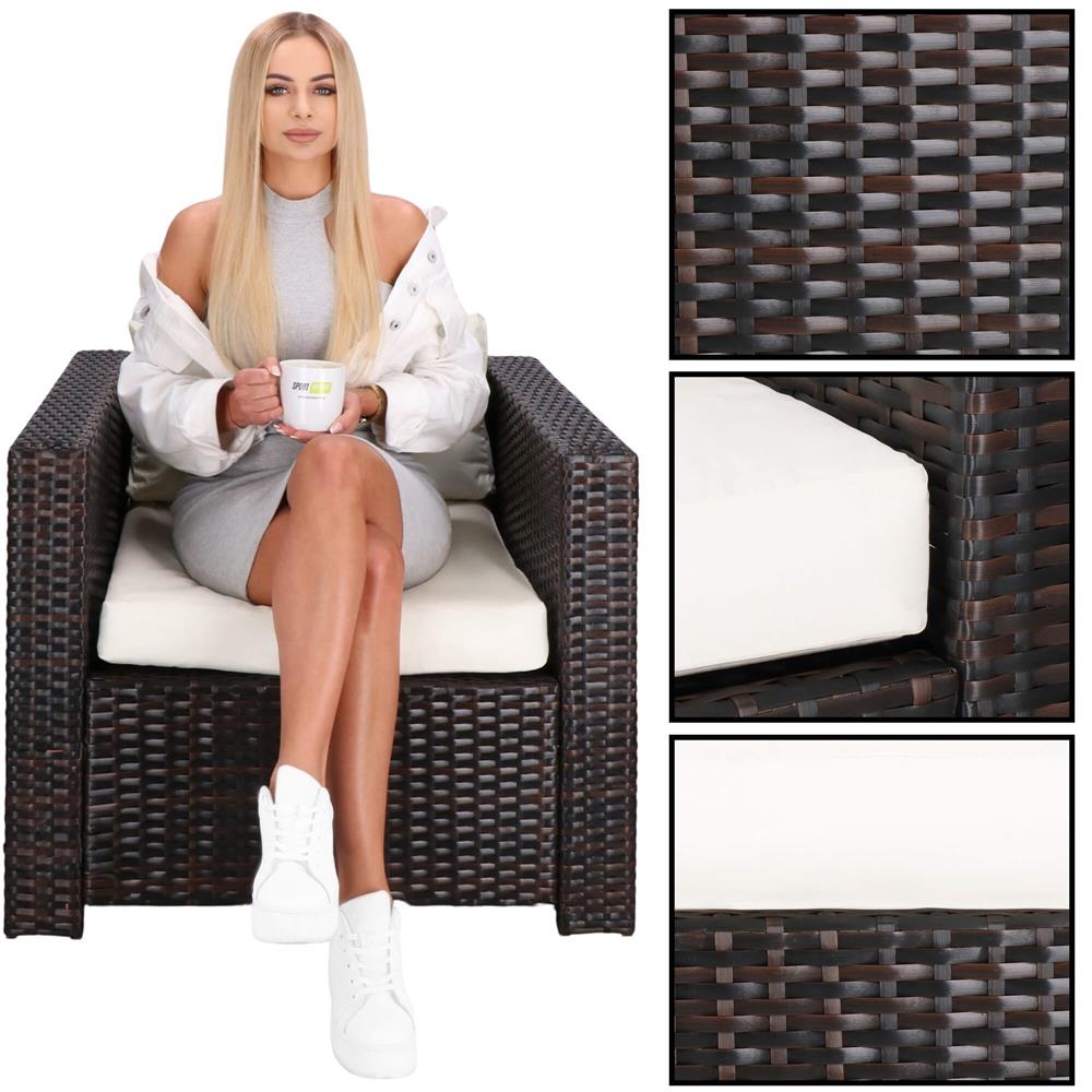 Set mobilier gradina 6 piese din technorattan cu masa si perne, instalare modulara configurabila, maro si crem - Image 10