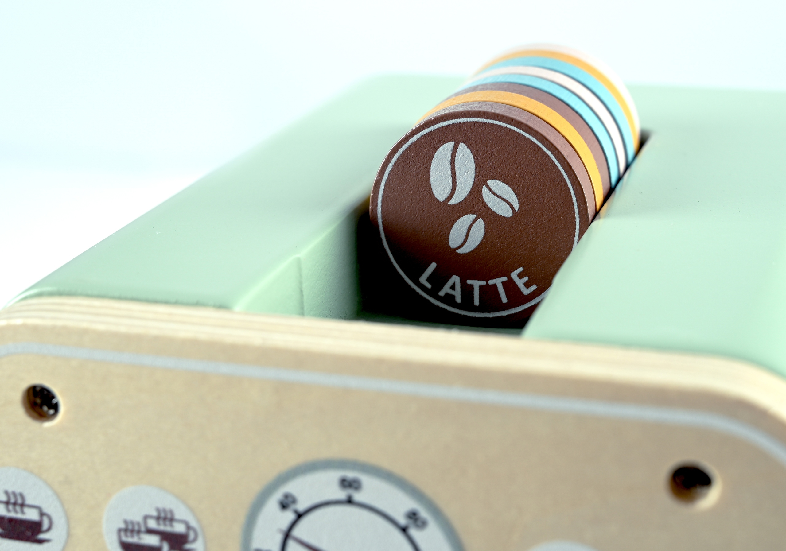 Set jucarie cafenea din lemn pentru copii, aparat cafea Espressor cu accesorii, 20x12x14 cm, multicolor - Image 5