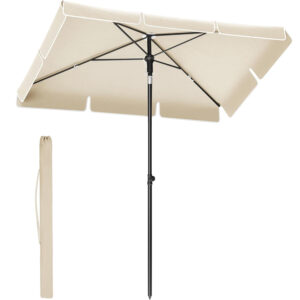 SONGMICS Umbrela terasa sau gradina reglabila, inclinare 2 directii, protectie UV UPF 50+, husa inclusa, 230x150 cm, bej