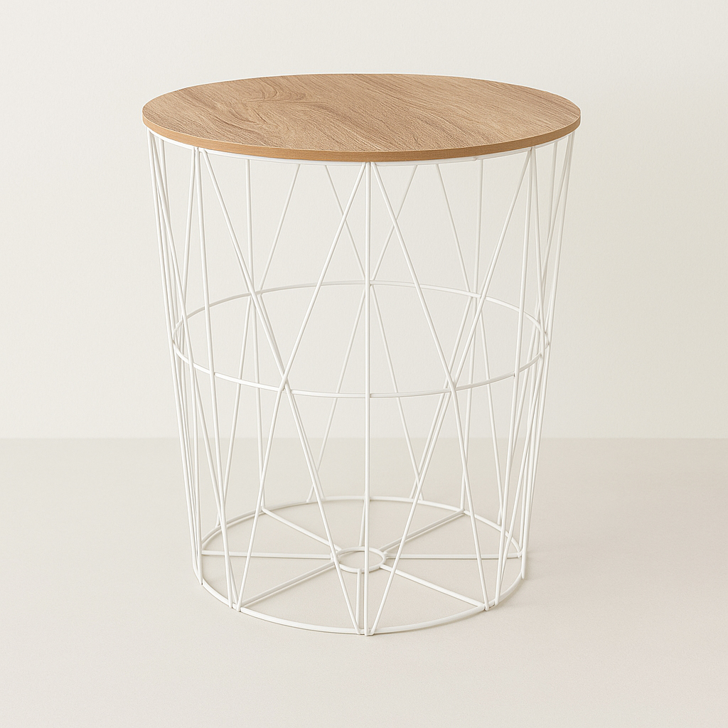 Masuta cafea Atmosphera Kumi, otel si MDF, 47x57 cm, alb - Image 3