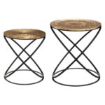 Set 2 masute cafea Atmosphera Etnik, metal si MDF, 40x45 cm si 34x39 cm, cupru