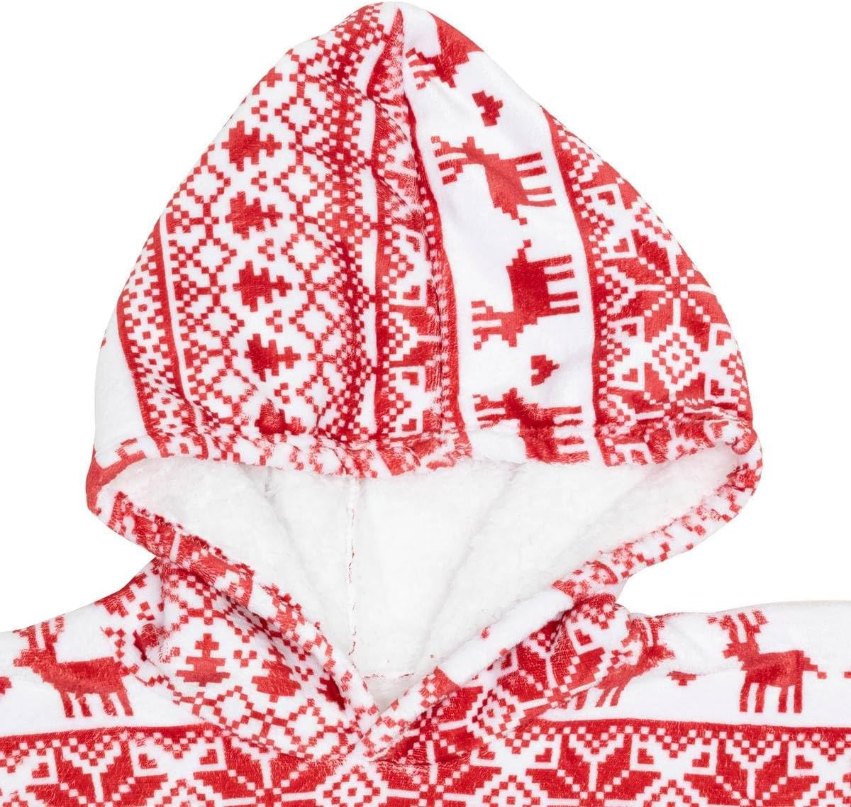 Bluza pentru adulti cu design scandinav de Craciun, oversize, 85x118 cm, rosu - Image 2