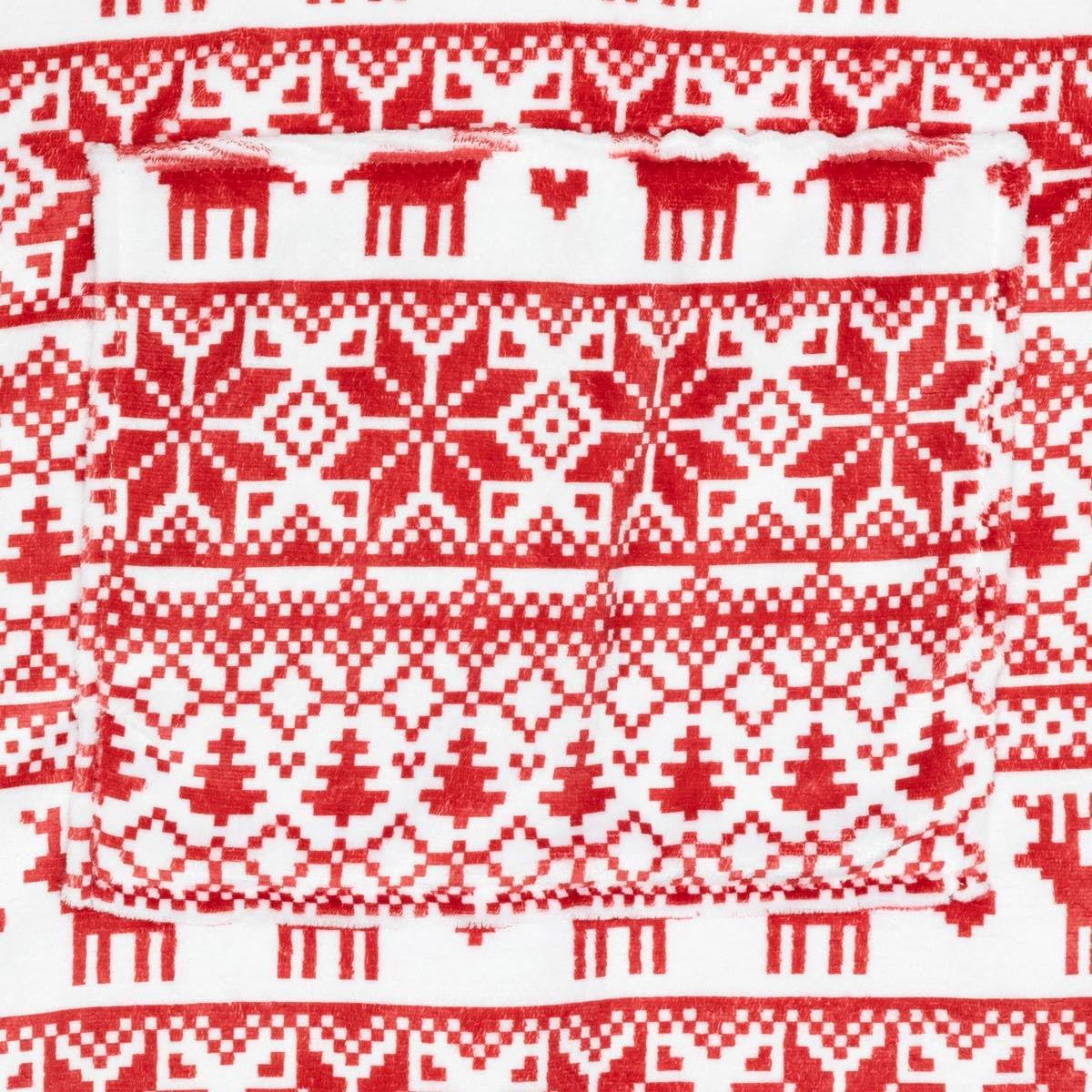Bluza pentru adulti cu design scandinav de Craciun, oversize, 85x118 cm, rosu - Image 3
