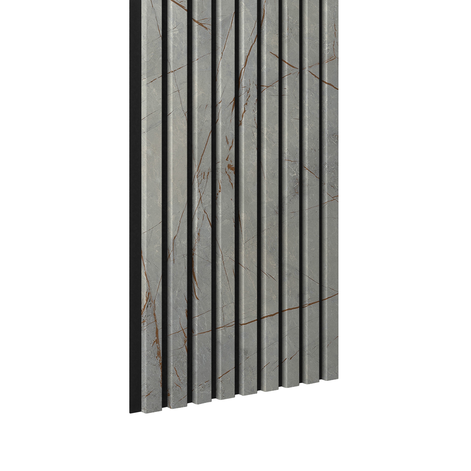 Riflaj MDF decorativ LDA PREMIUM de tip Panou Acustic, Marmura cu insertii aurii, 260x40 cm