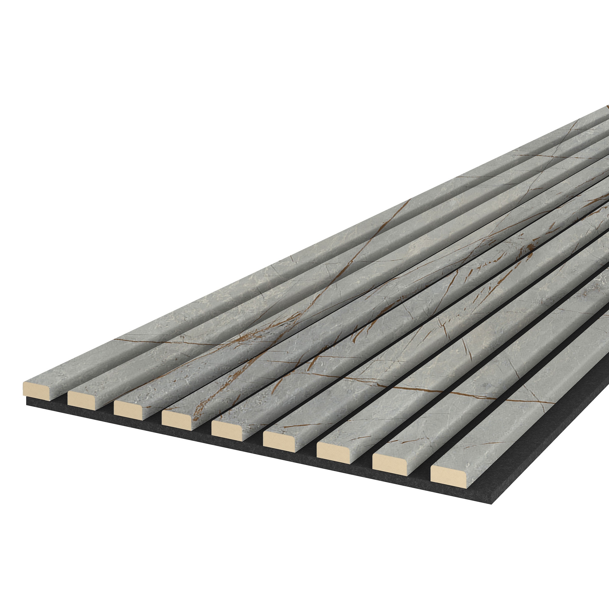 Riflaj MDF decorativ LDA PREMIUM de tip Panou Acustic, Marmura cu insertii aurii, 260x40 cm - Image 2