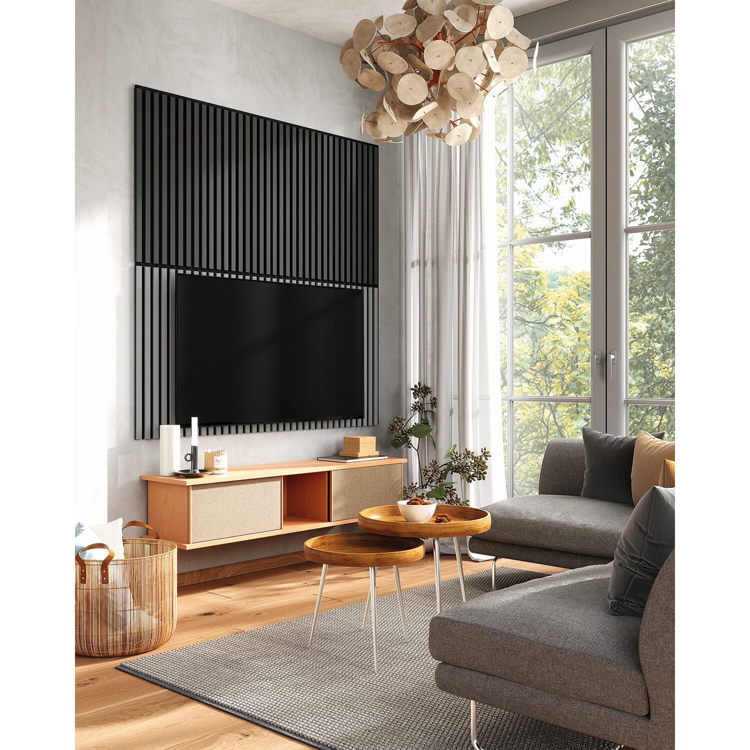 Riflaj MDF decorativ LDA PREMIUM de tip Panou Acustic, Gri Nisip, 260x40 cm - Image 5