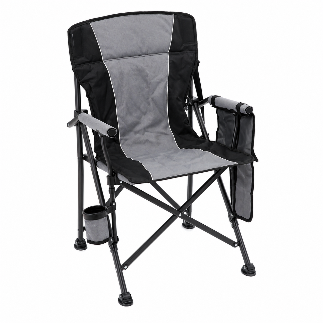 Scaun turistic pliabil cu incalzire, suport pahar, buzunar powerbank, maxim 120 kg, 58x58x90 cm, negru - Image 6