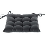 Perna scaun 40x40x6 cm, matlasata, poliester impermeabil, cu prindere, gri inchis