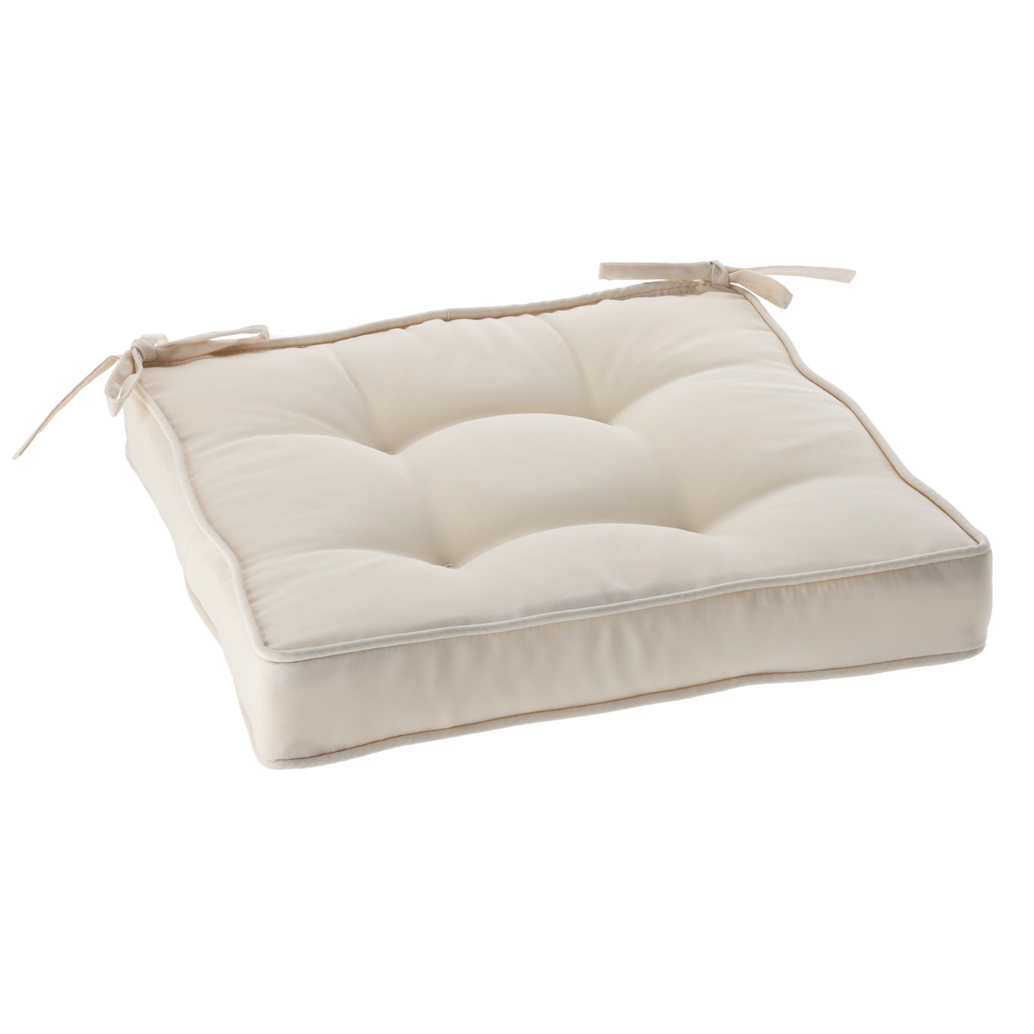 Perna scaun 40x40x6 cm, colturi drepte, poliester impermeabil, cu prindere, bej - Image 2
