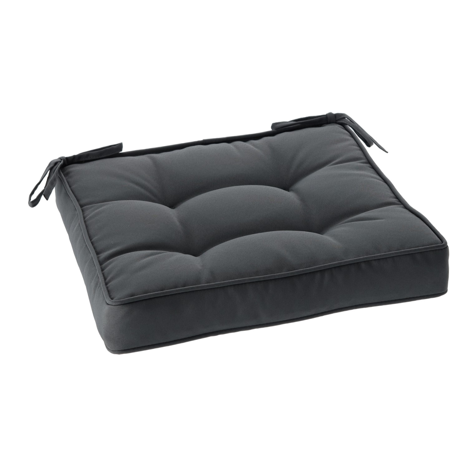Perna scaun 40x40x6 cm, colturi drepte, poliester impermeabil, cu prindere, gri inchis - Image 2