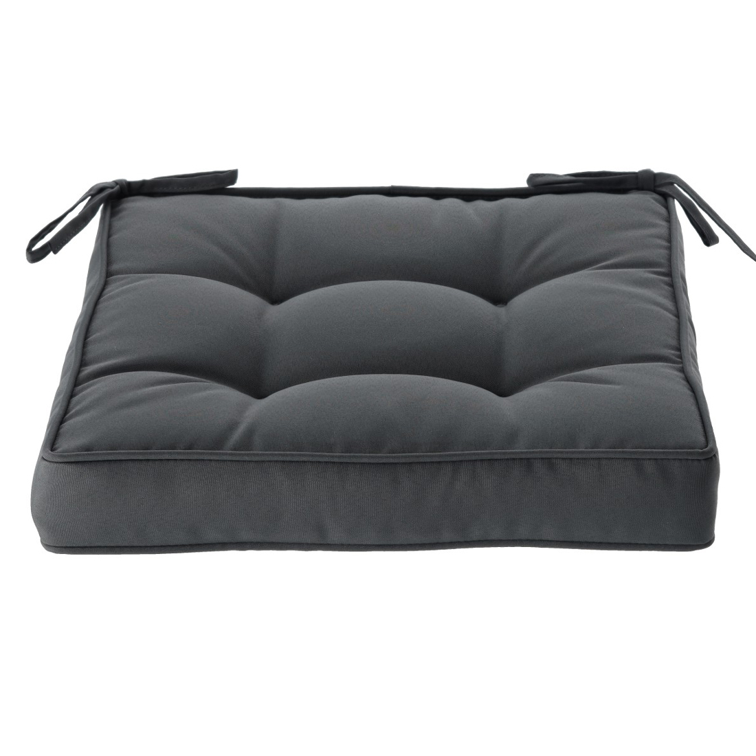Perna scaun 40x40x6 cm, colturi drepte, poliester impermeabil, cu prindere, gri inchis