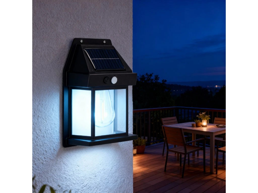 Lampa solara LED cu senzor miscare si crepuscul, 50 LED, 500 lm, 12x17x6 cm, negru - Image 6