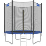 SONGMICS Trambulina pentru copii cu plasa de protectie exterioara, diametru 183 cm, 100 kg, albastru