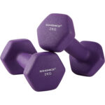 SONGMICS Set gantere hexagonale 2x2 kg, fonta cu invelis neopren, maner ergonomic antialunecare, mov