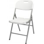 Scaun pliabil 54x46x86 cm, otel si HDPE, antiderapant, alb