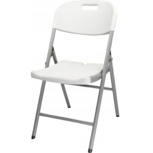 Scaun pliabil 54x46x86 cm, otel si HDPE, antiderapant, alb