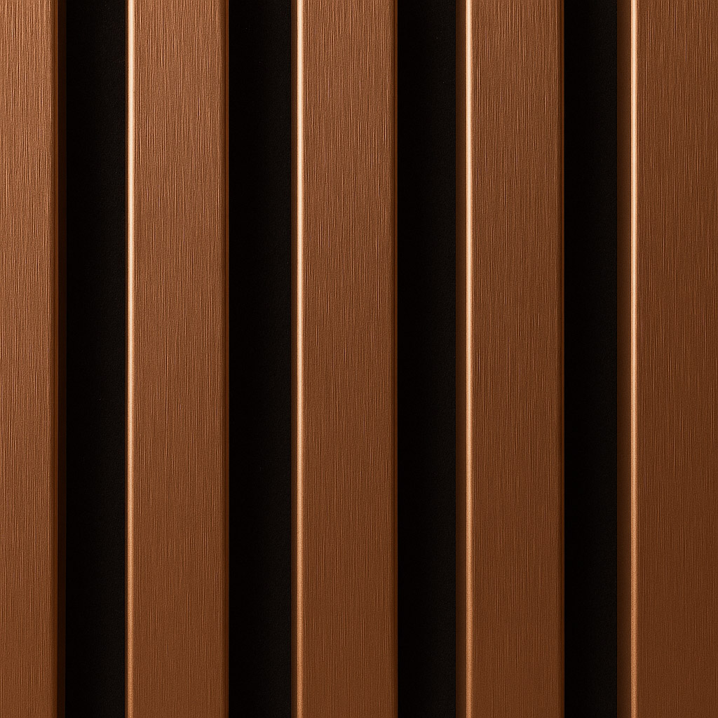 Riflaj MDF decorativ LDA PREMIUM de tip Panou Acustic, Cupru periat, 260x40 cm - Image 2