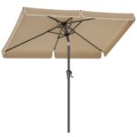 SONGMICS Umbrela de gradina cu manivela, UPF 50+, inclinare 30°, structura metalica, 300x200 cm, maro taupe
