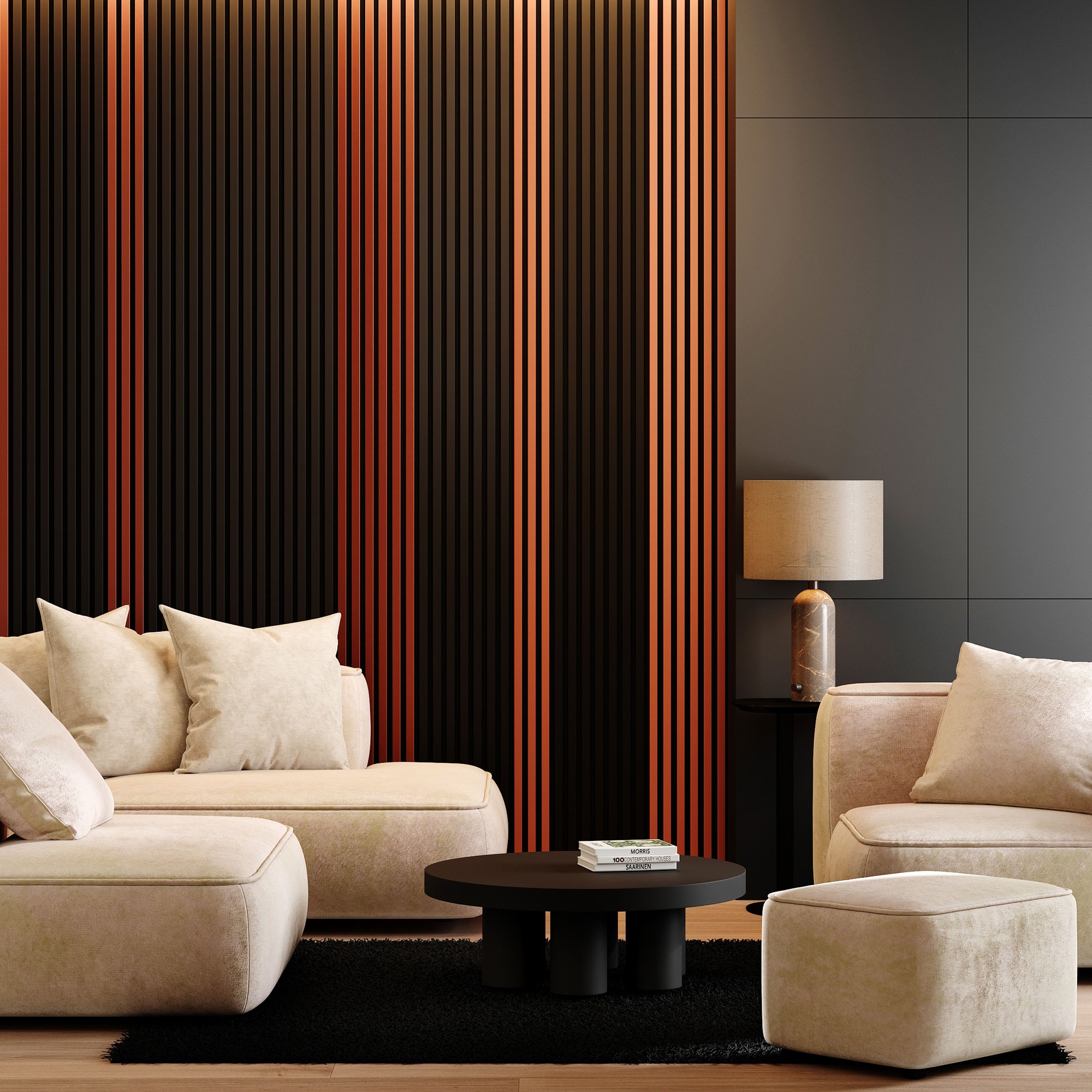 Riflaj MDF decorativ LDA PREMIUM de tip Panou Acustic, Cupru periat, 260x40 cm - Image 4